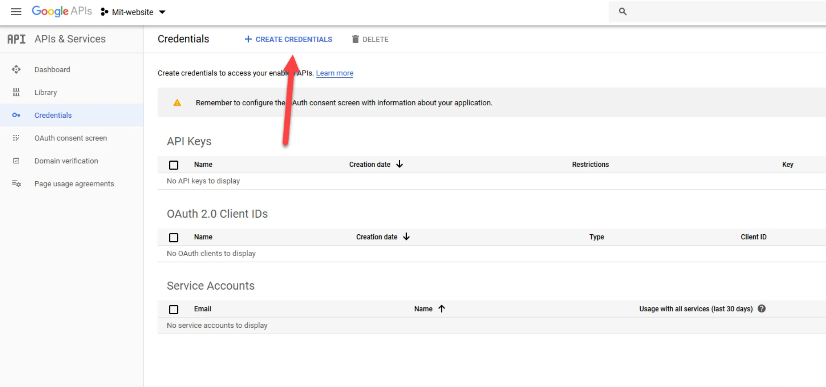 Create Credentials