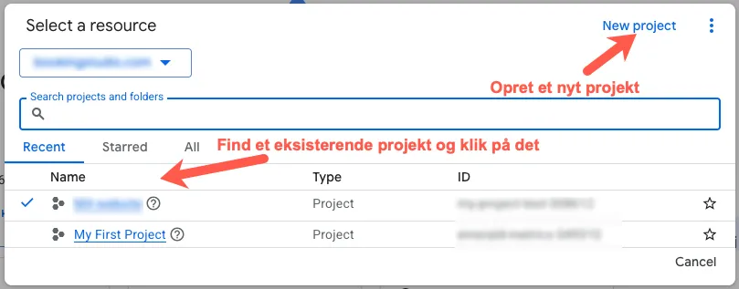 Opret projekt