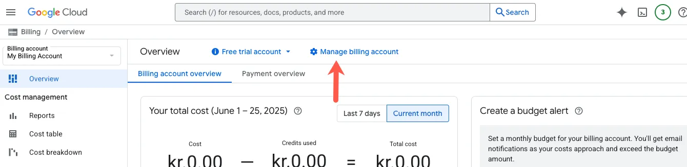 Manage billing account