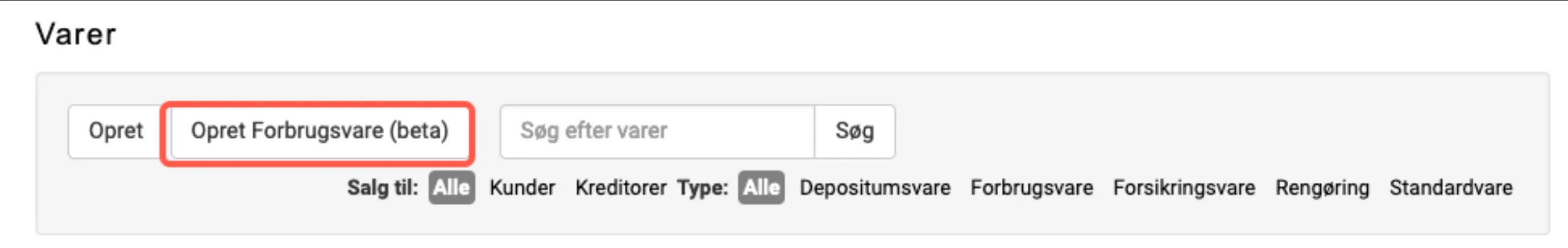 Opret en forbrugsvare