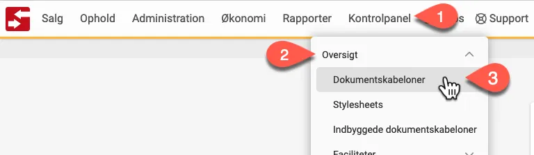 Menuen dokumentskabeloner