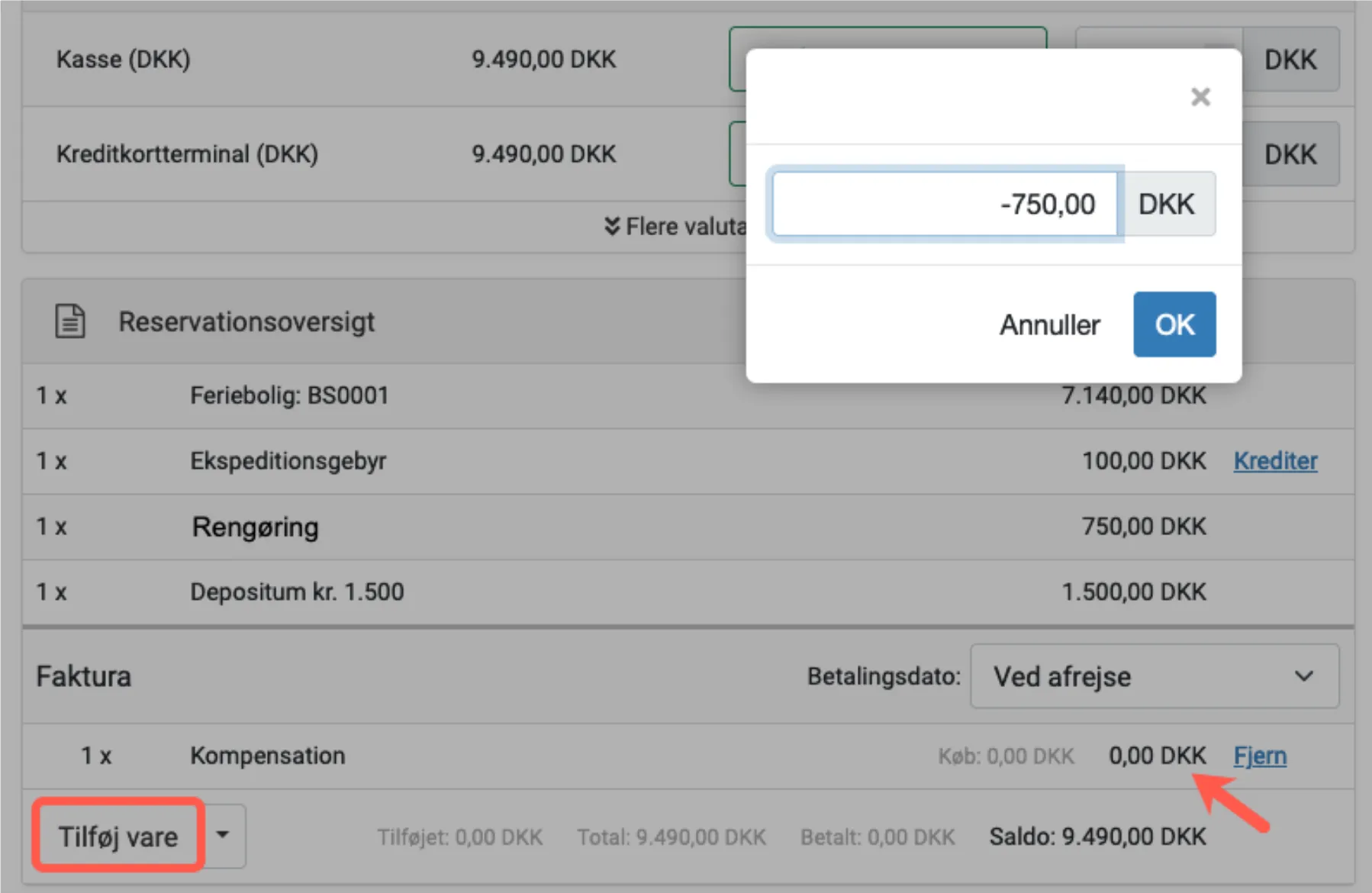 Kompensation via Front Desk