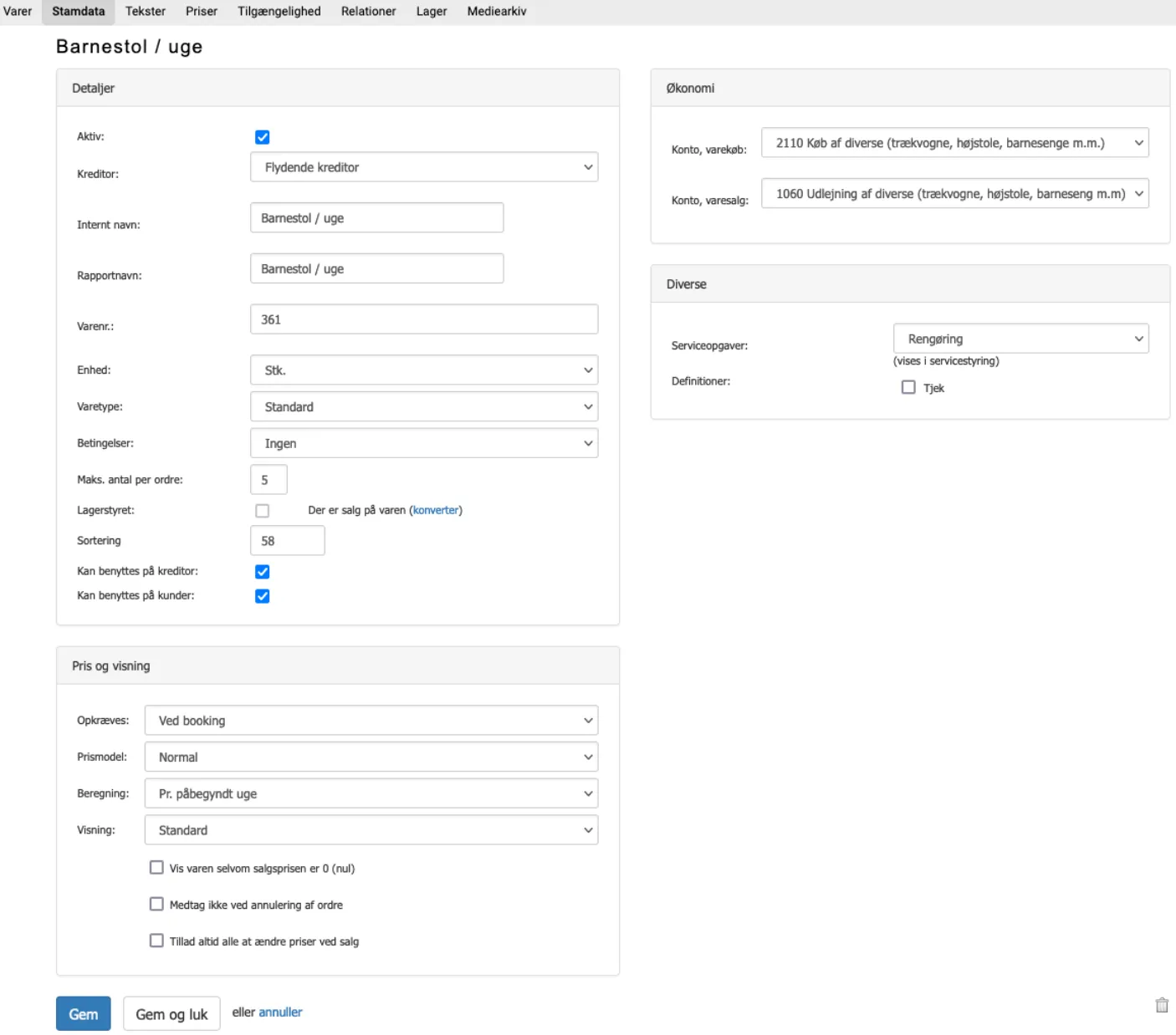 Eksempel på udfyldt side