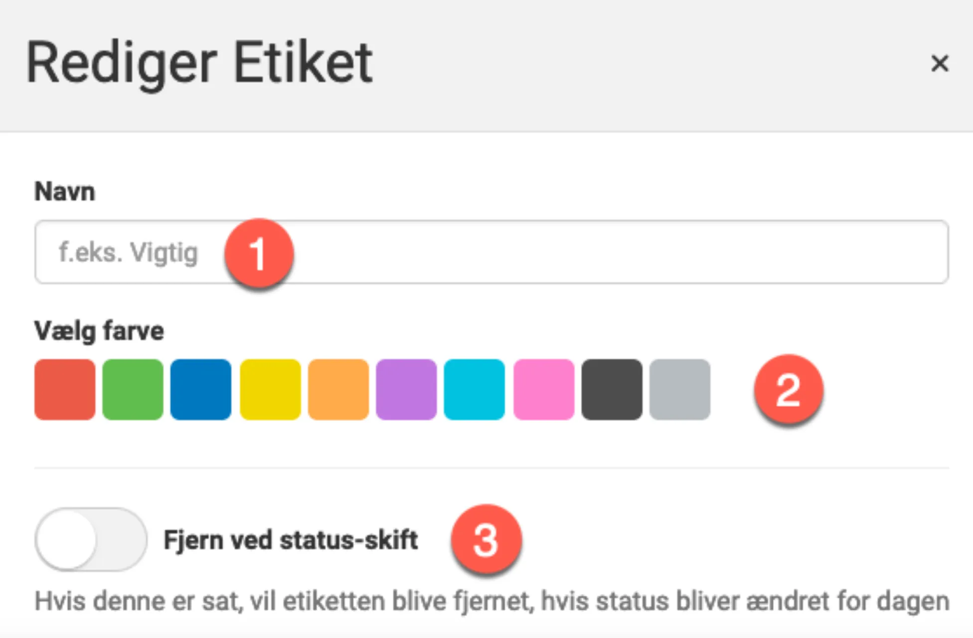 Redigér etiket