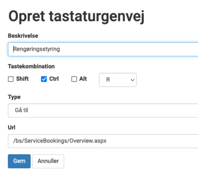 Genvejstype: Gå til