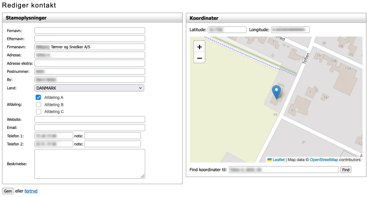 Eksempel på udfyldt side