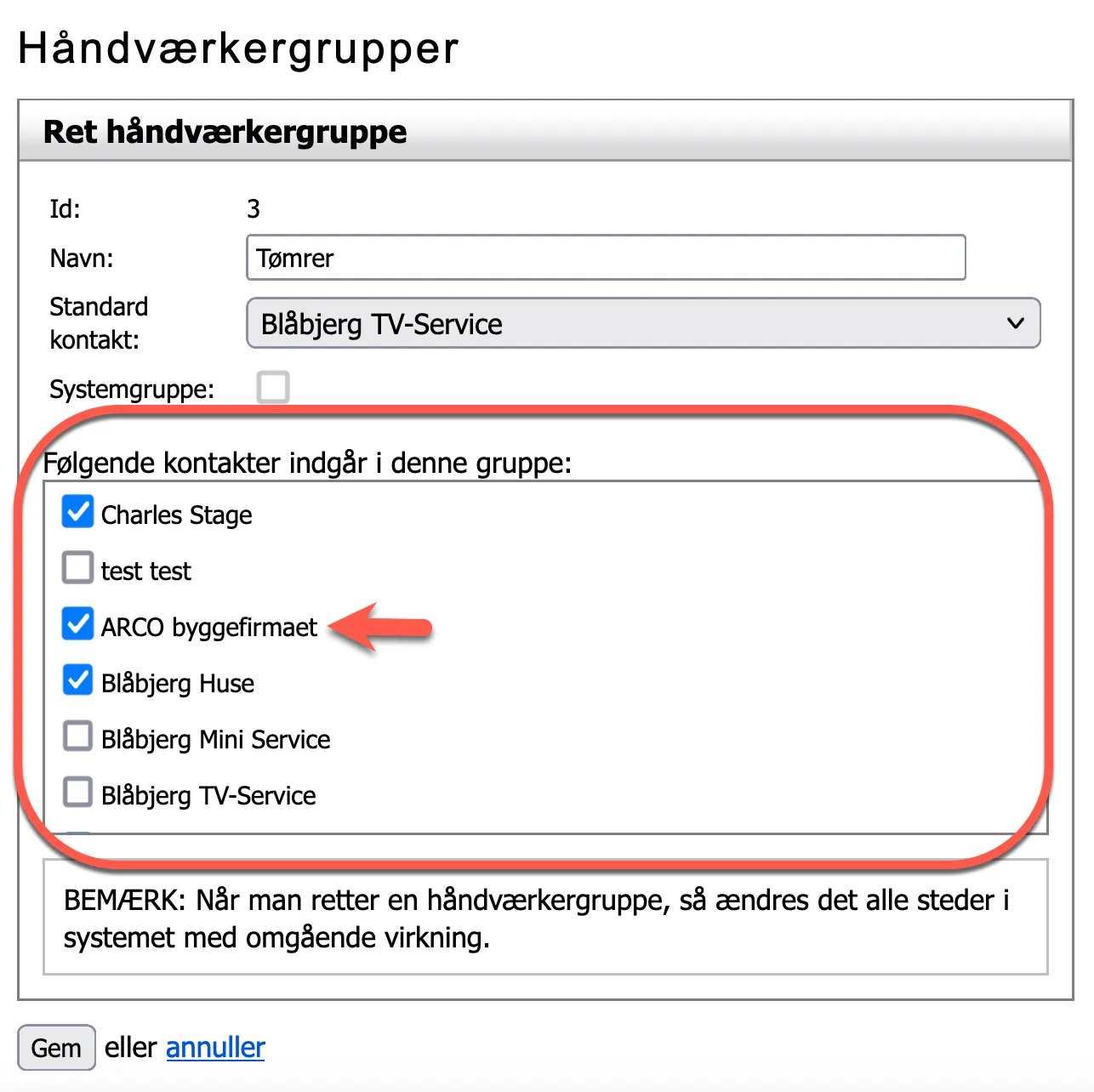 Ret håndværkergrupper
