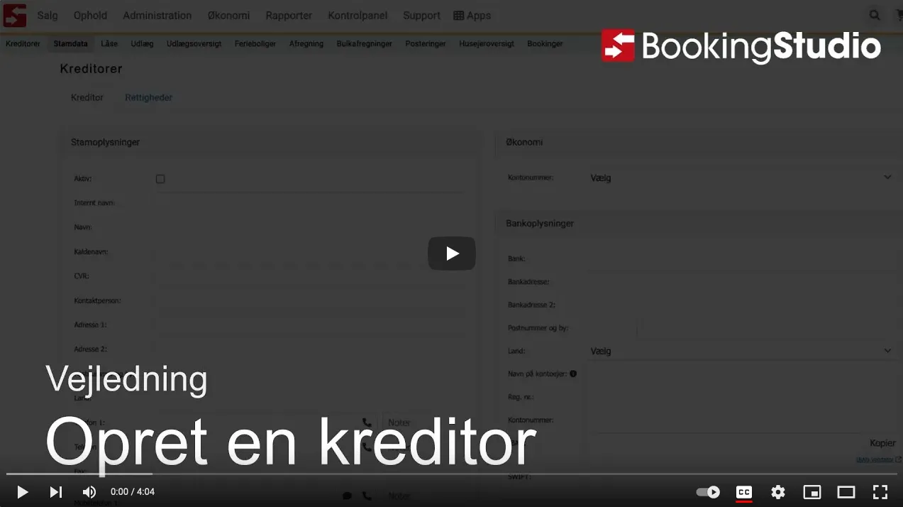 Opret en kreditor