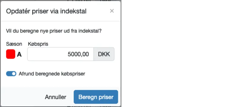 Nye priser ud fra indekstal