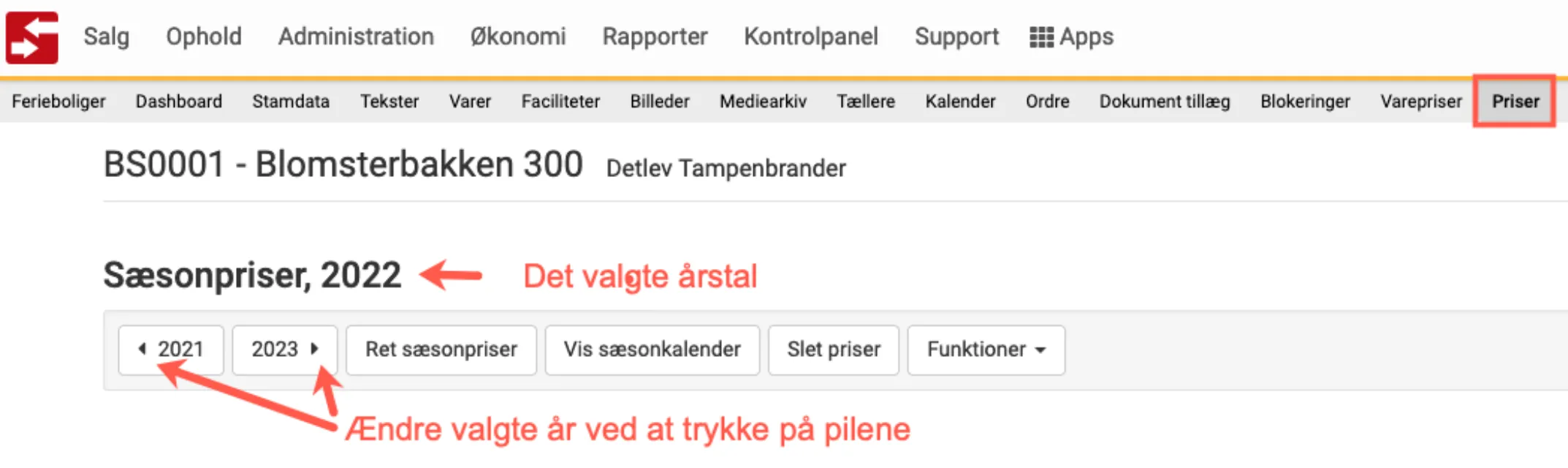 Navigér til relavant år