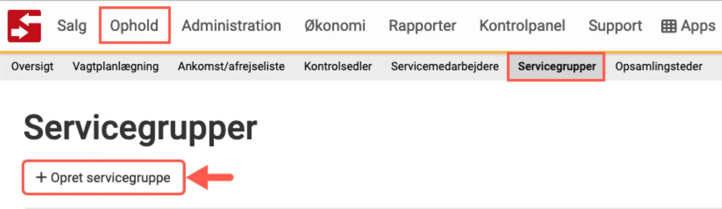 Opret servicegruppe