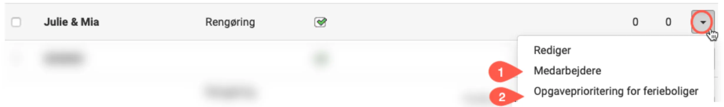 Vælg ønskede servicegruppe