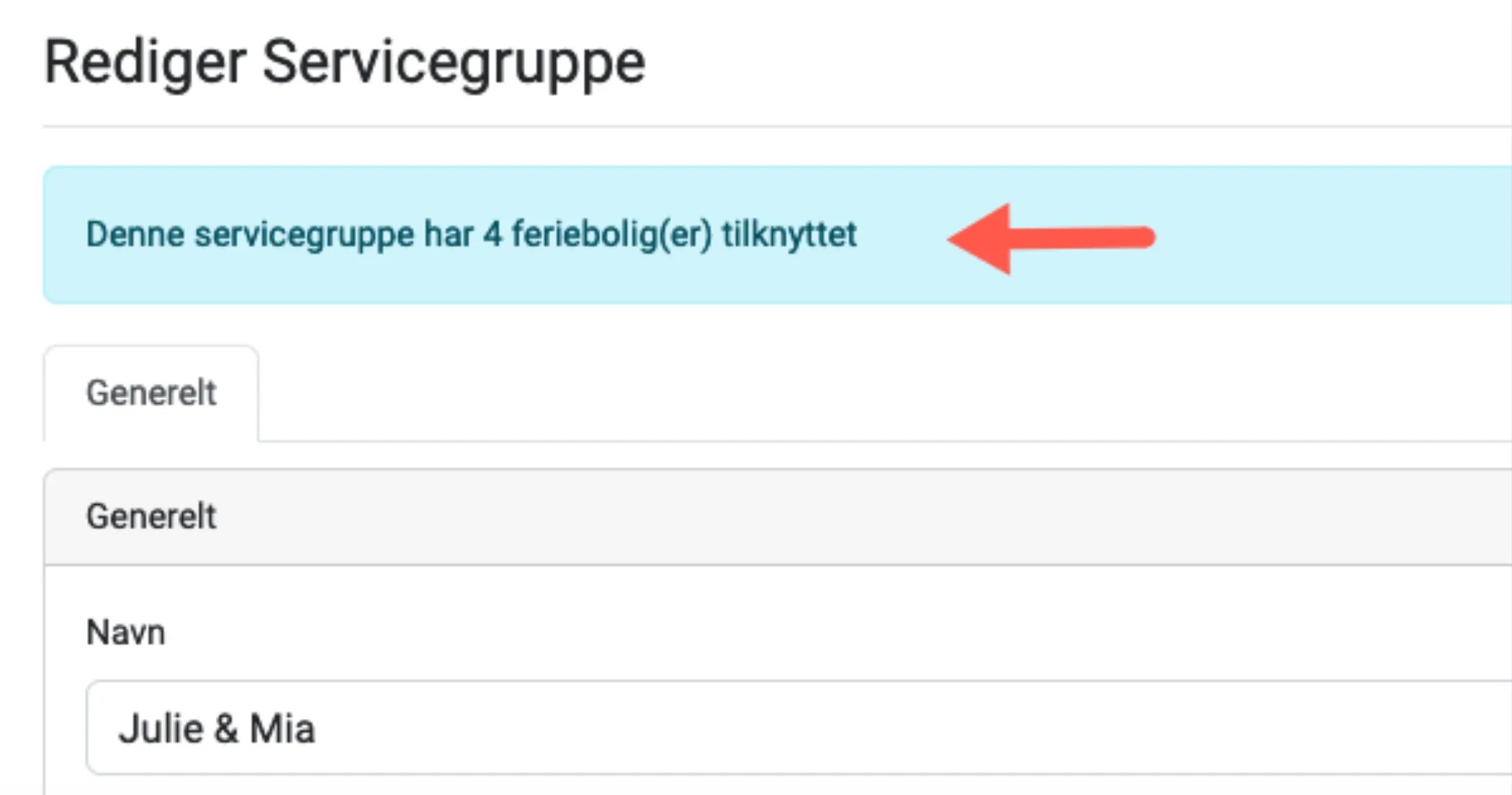 Ferieboliger er tildelt en servicegruppe