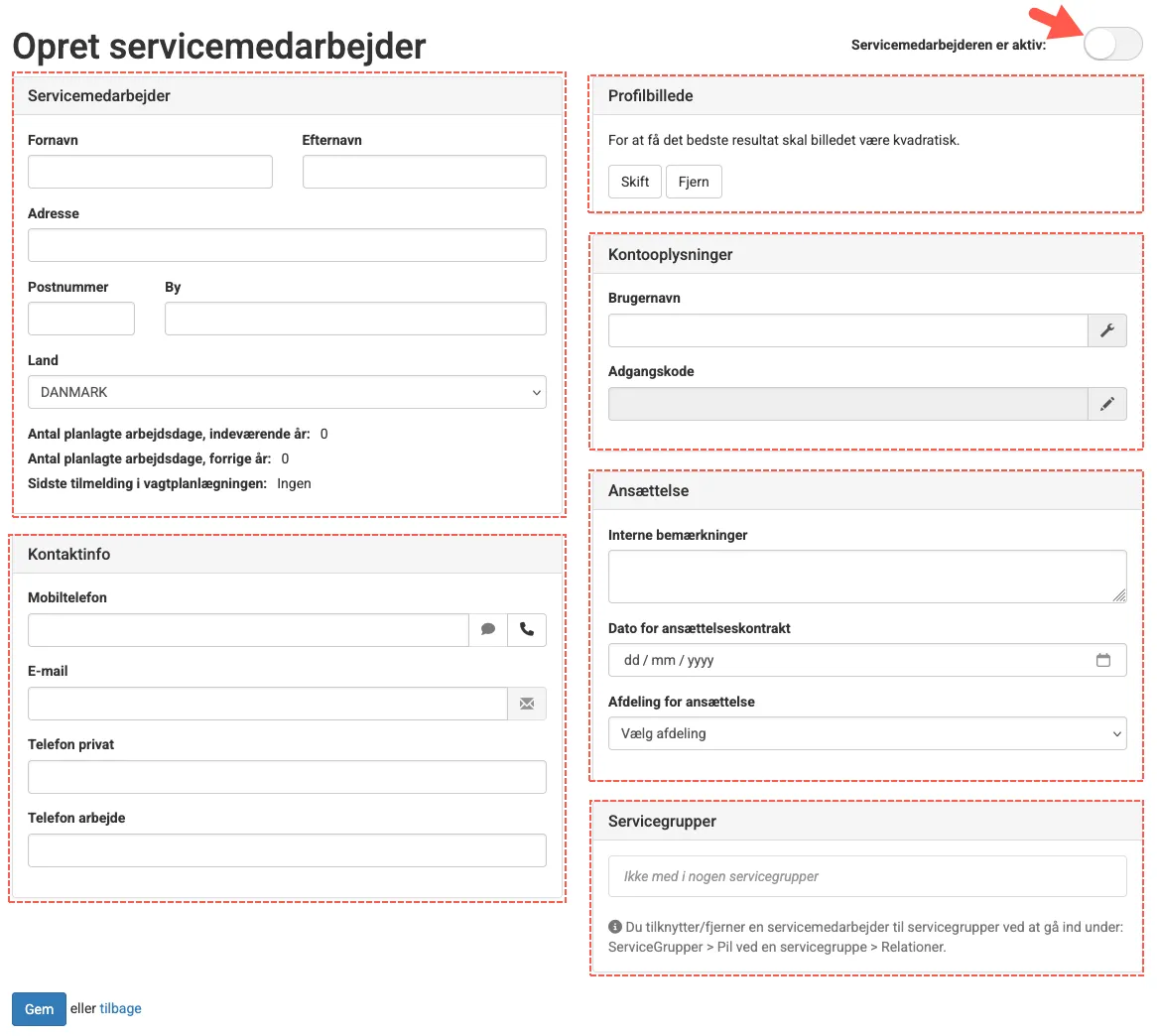 Info på en servicemedarbejder