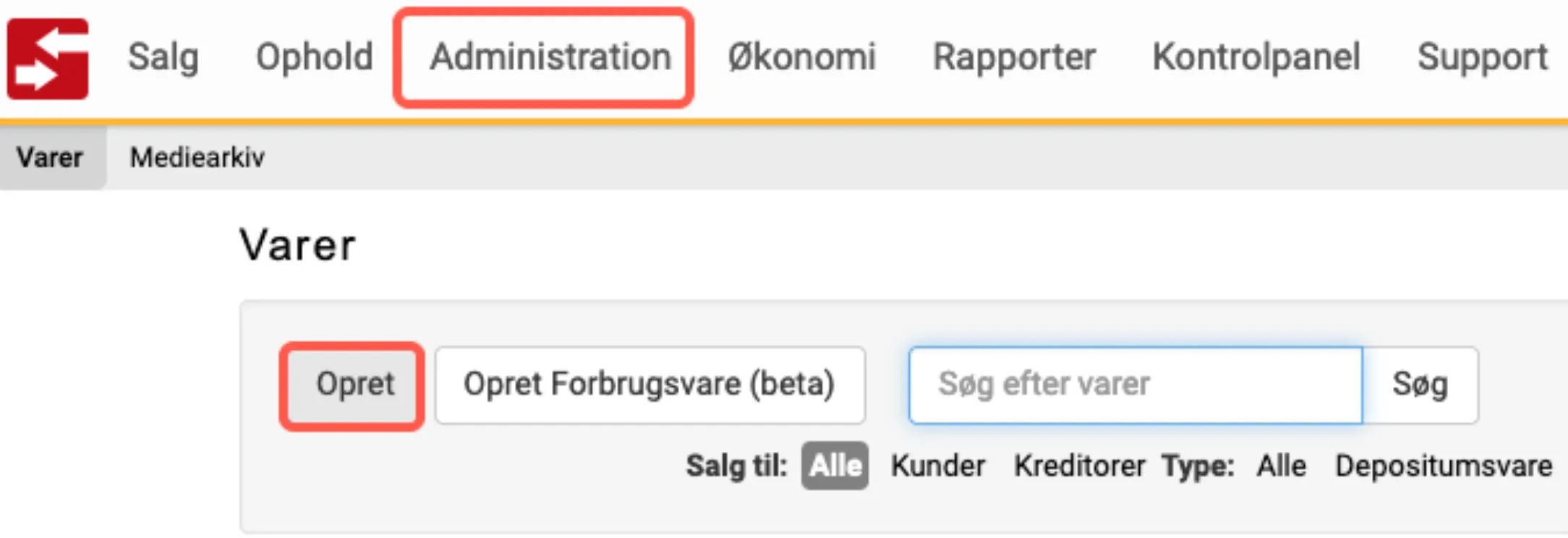 Opret vare