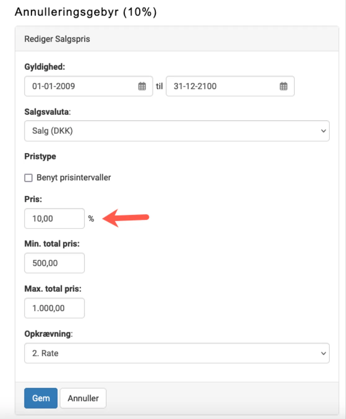 Annulleringsgebyr