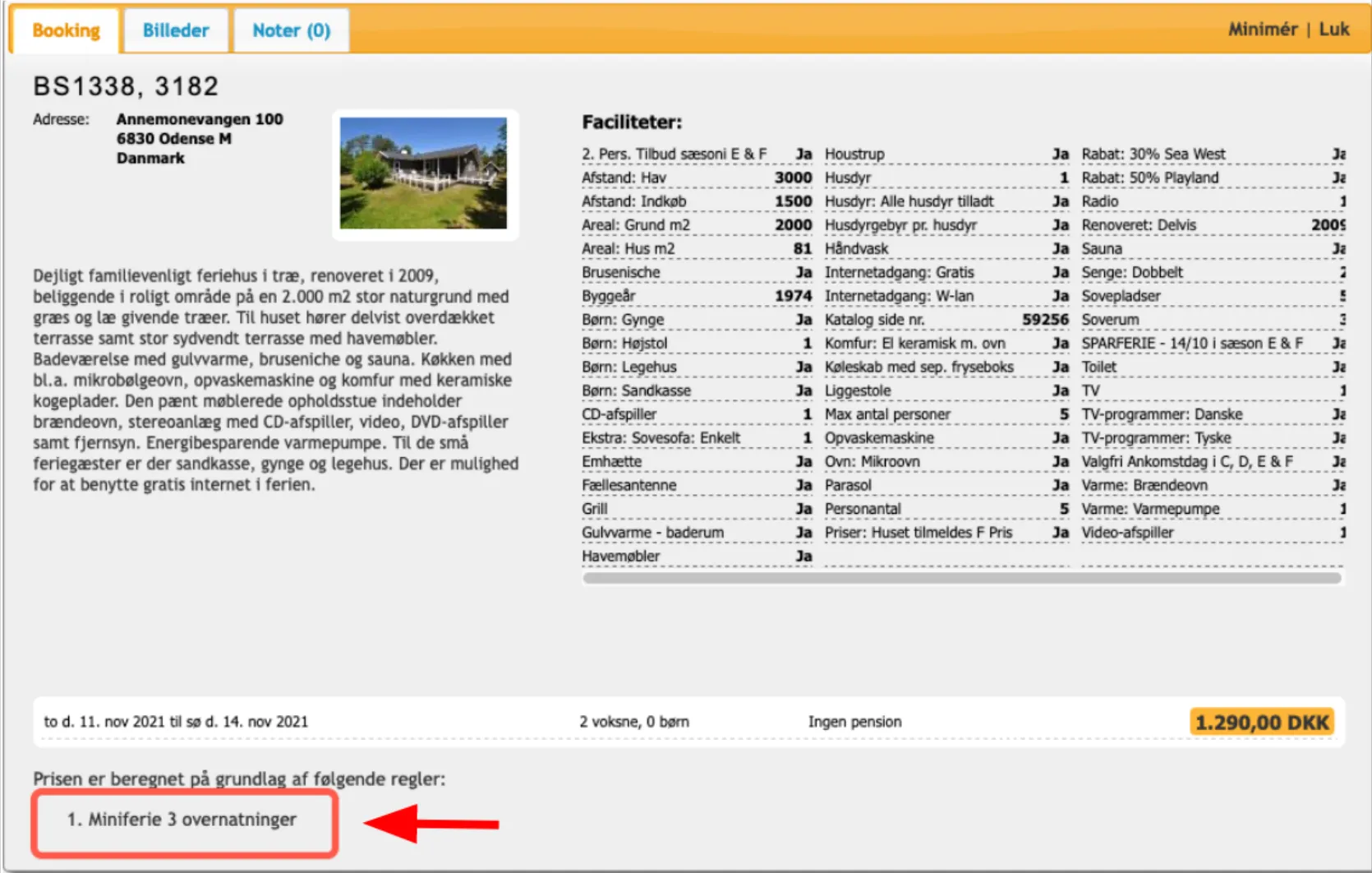 Test om en prisregel virker