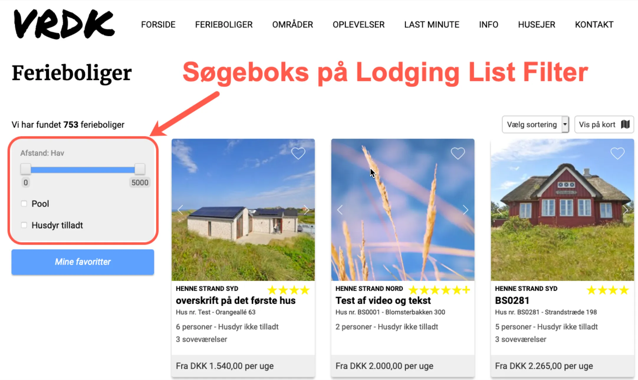 Lodging List Filter