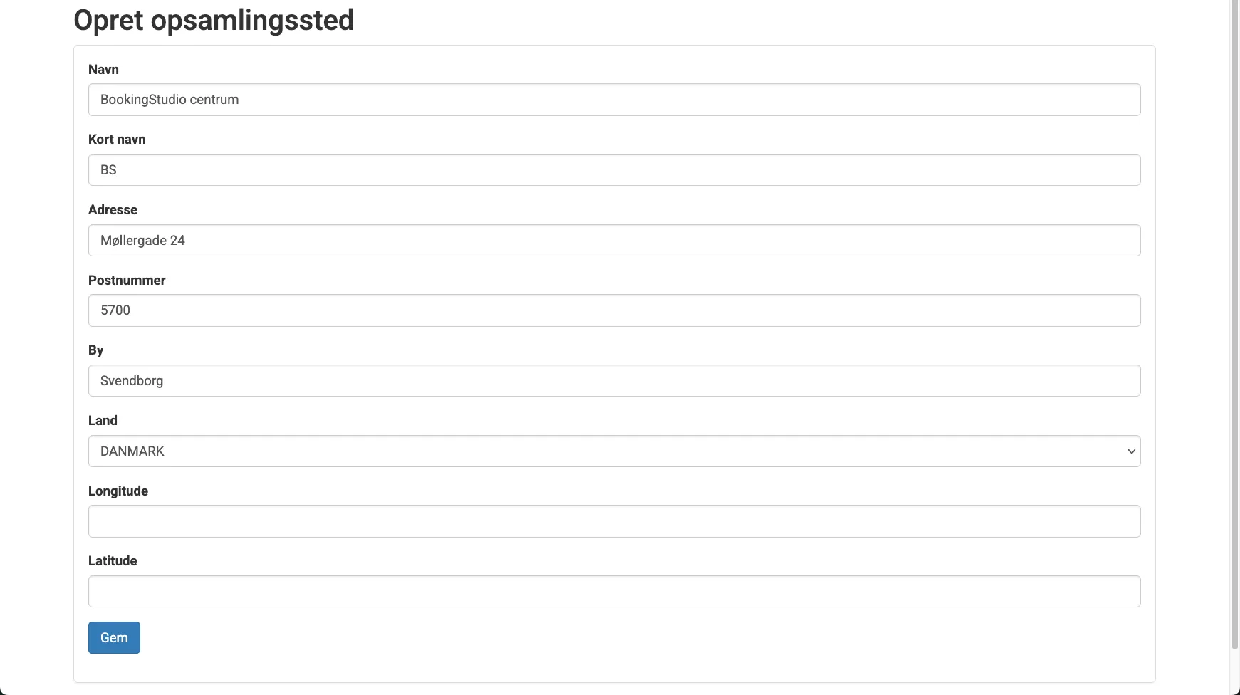 Opret et nyt opsamlingssted