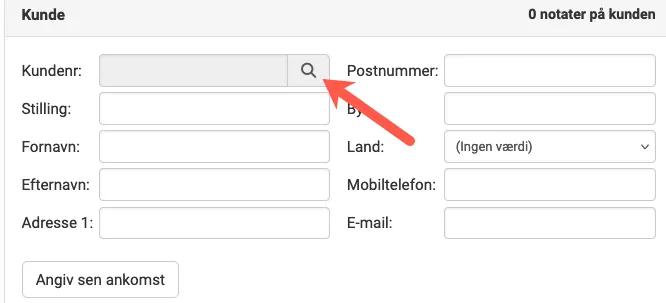 Søg efter en kunde i BookingStudio ifm. ordreoprettelse