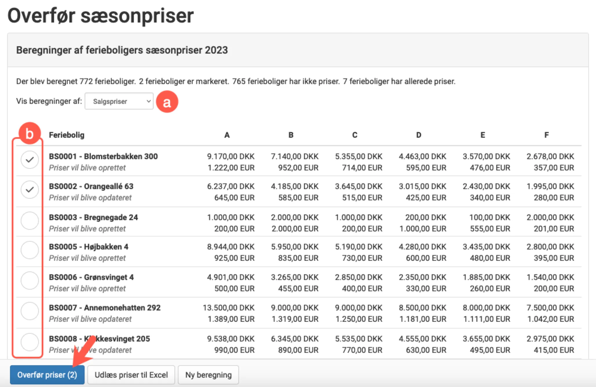 Beregning af ferieboligens sæsonpriser