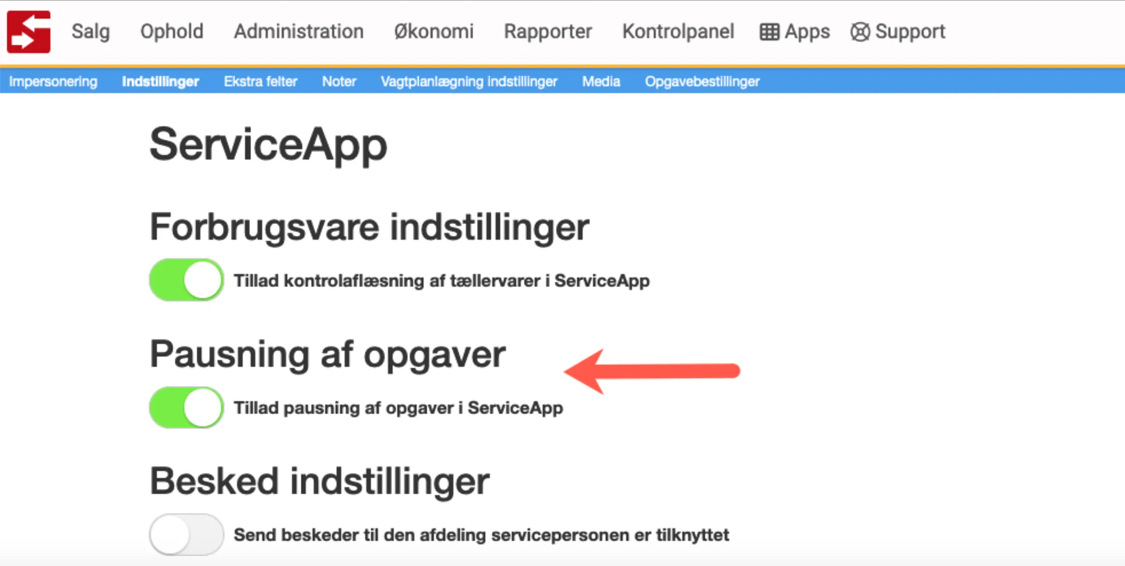 Slå visning af pauseknap til