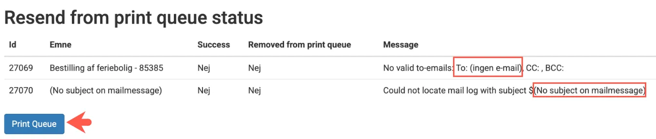 Info hvis mailen ikke kunne gensendes
