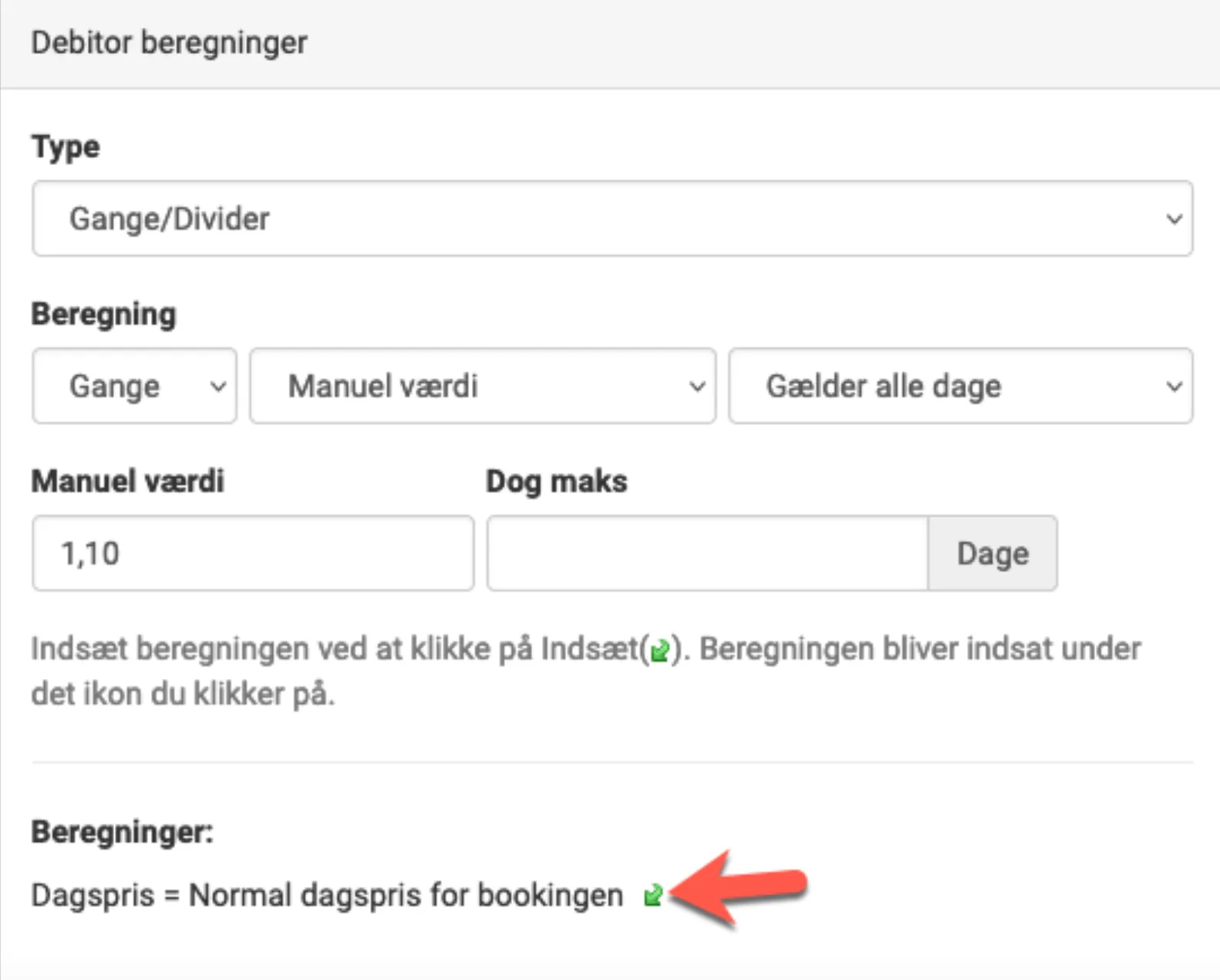 Debitor beregning