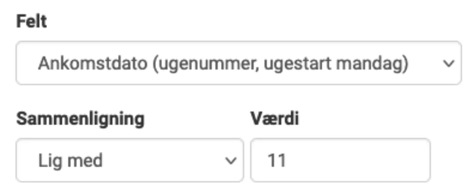 Felter baseret på ugenumre