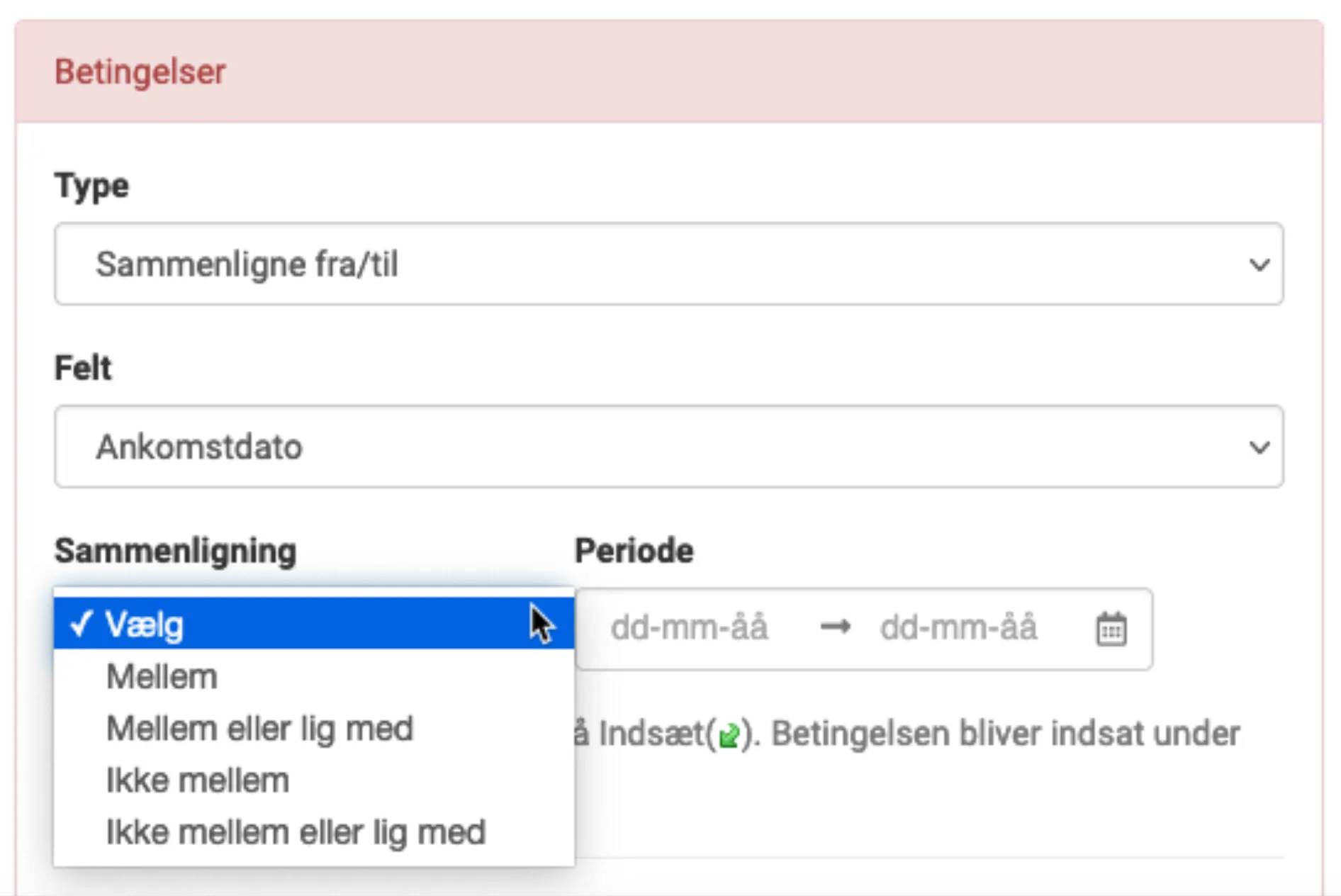 Sammenligne til/fra