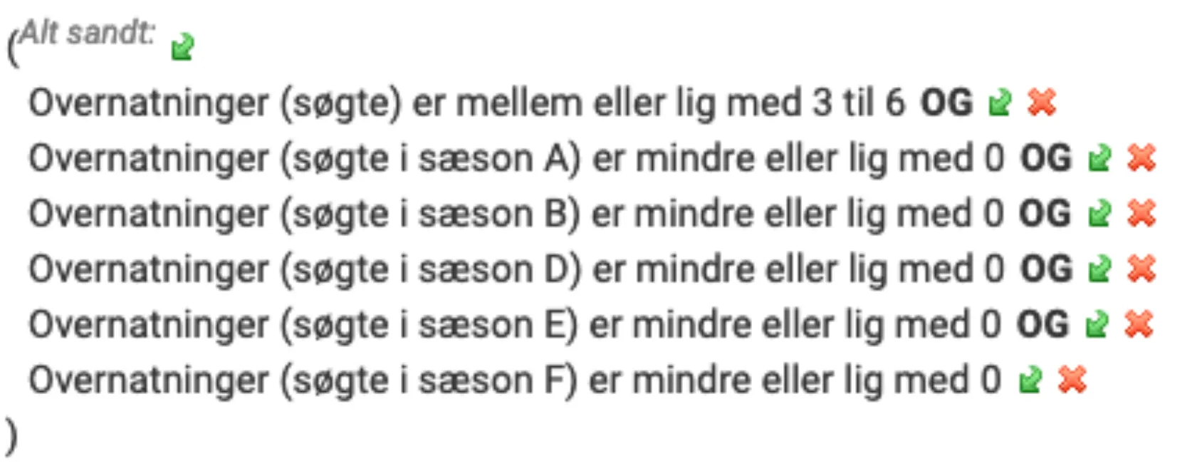 Opsæt betingelser