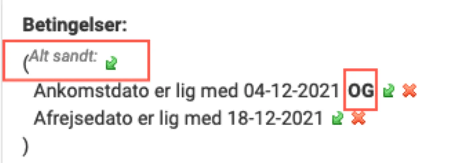 Betingelser i en OG-gruppe