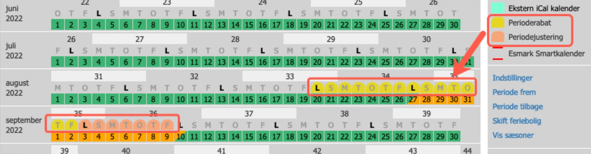 Ferieboligens kalender