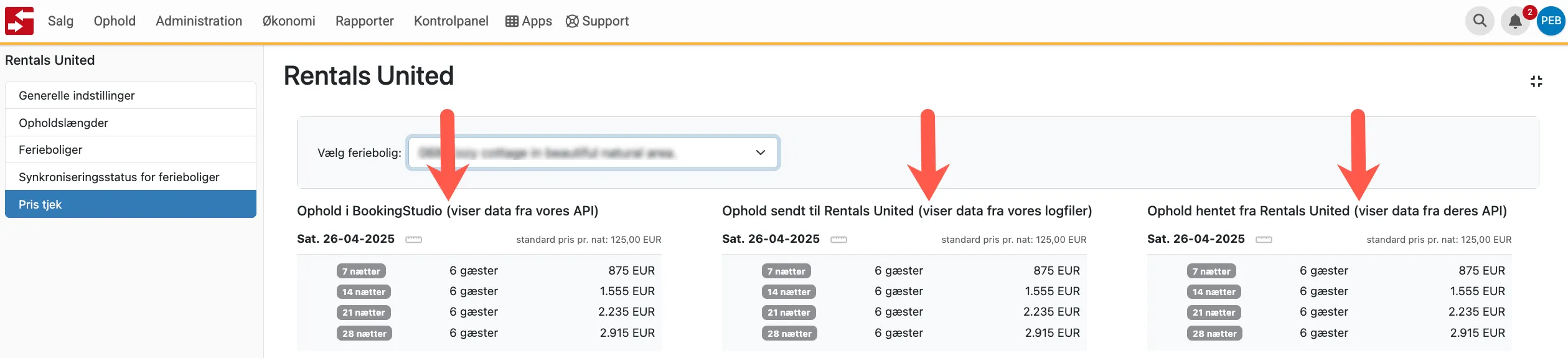sammenlign priser ud fra 3 kolonner