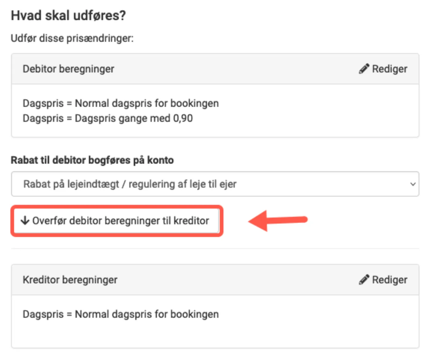 Kreditor beregning