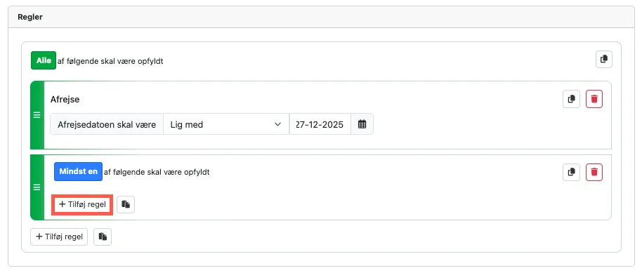 Eksempel på en regel
