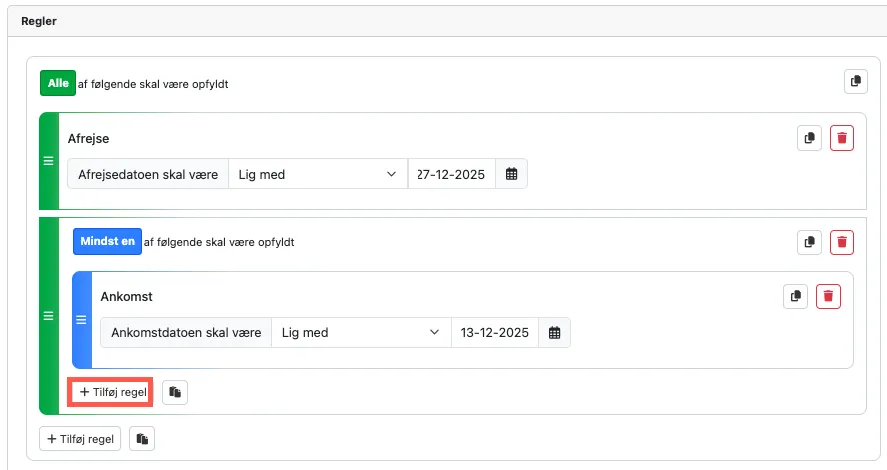 Eksempel på en regel