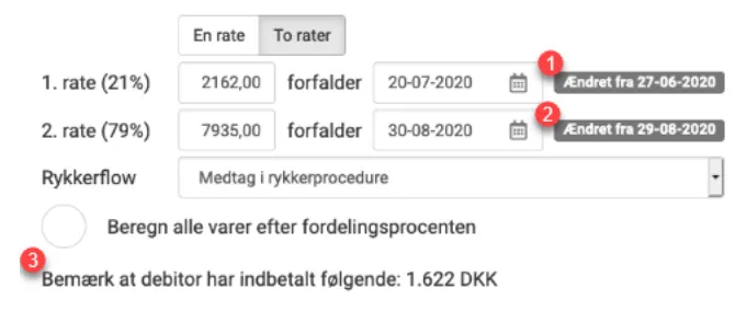 Visning af rater