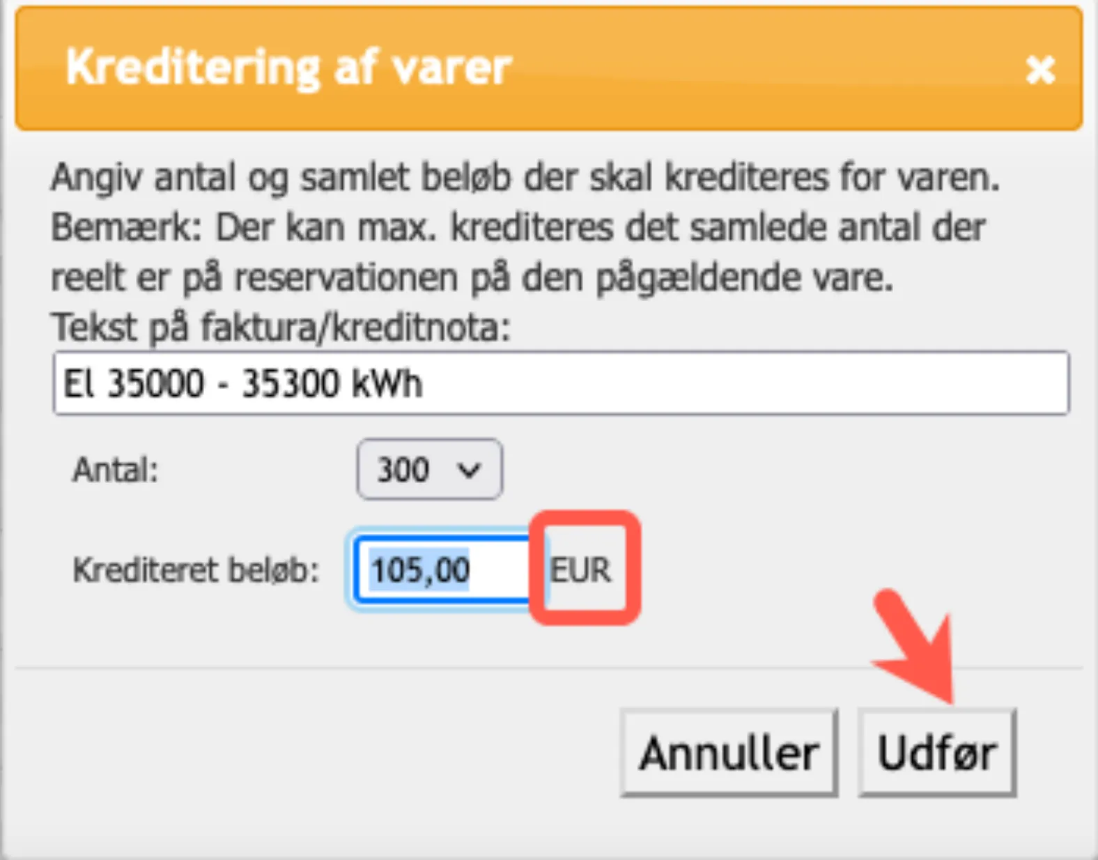 Tjek om det er den rigtige valuta