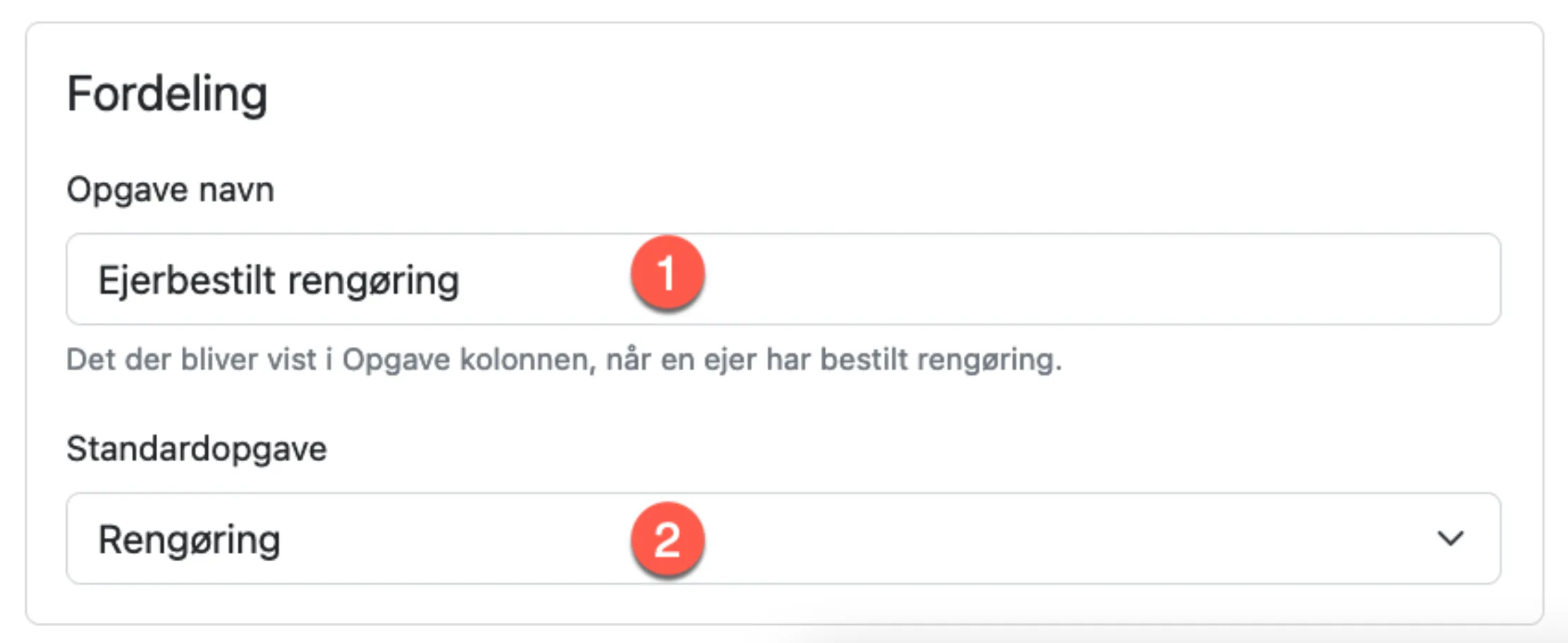 Indstillinger ved rengøringsbestilling