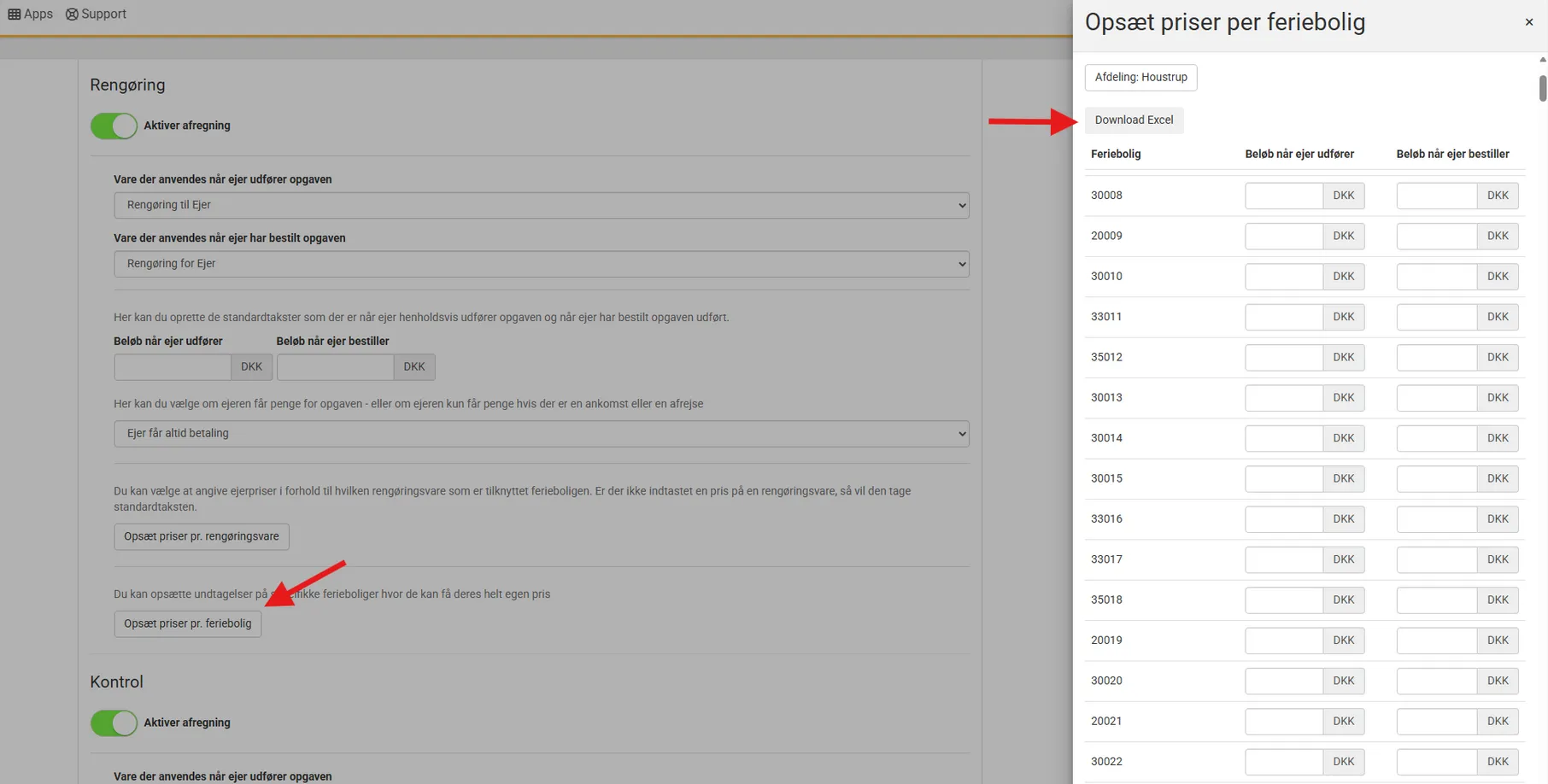 Afregningspris pr. feriebolig