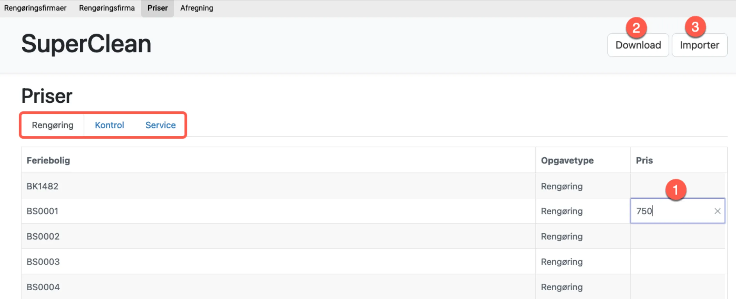 Angiv hvad der skal afregnes for