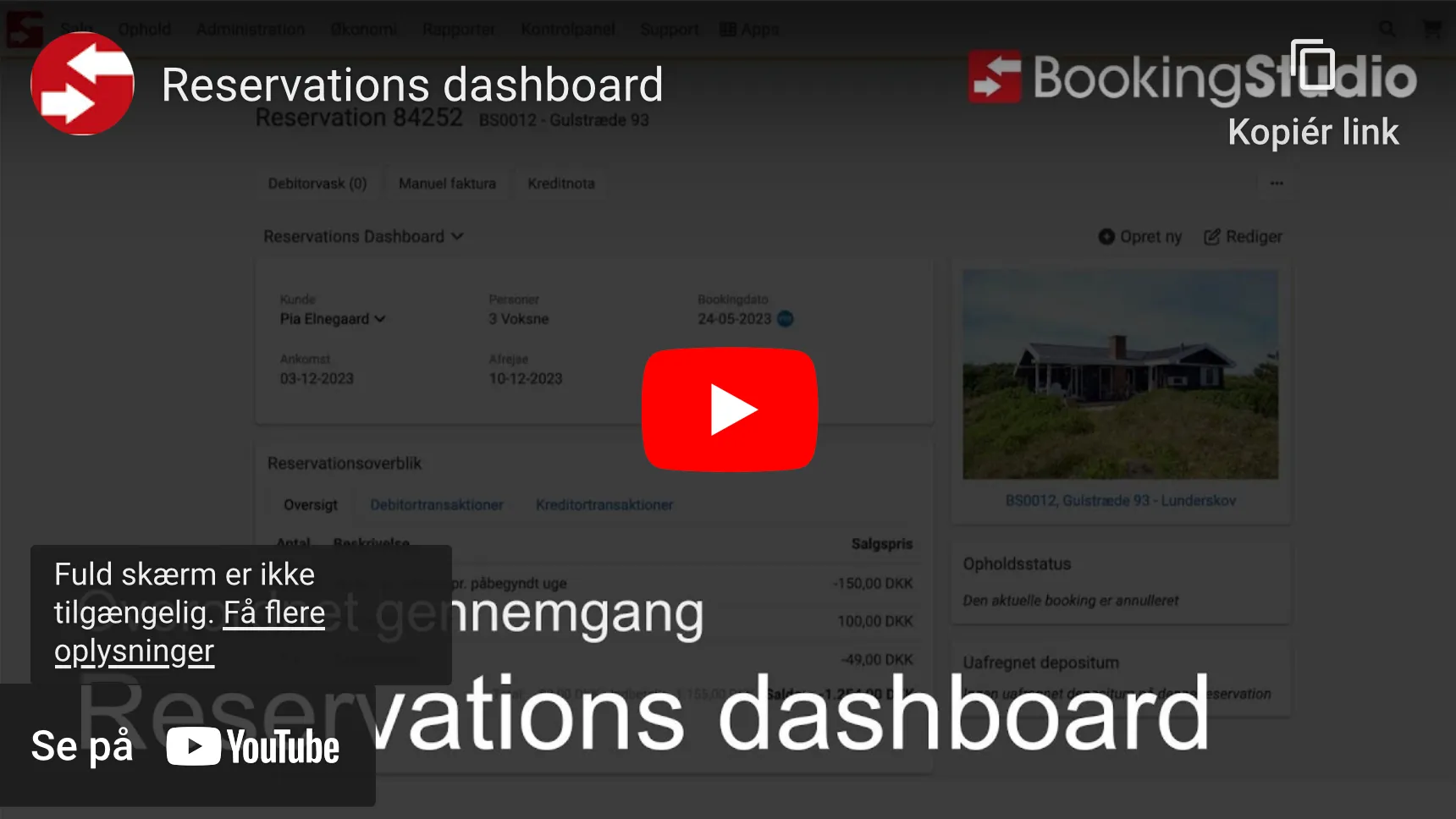 Reservations dashboard
