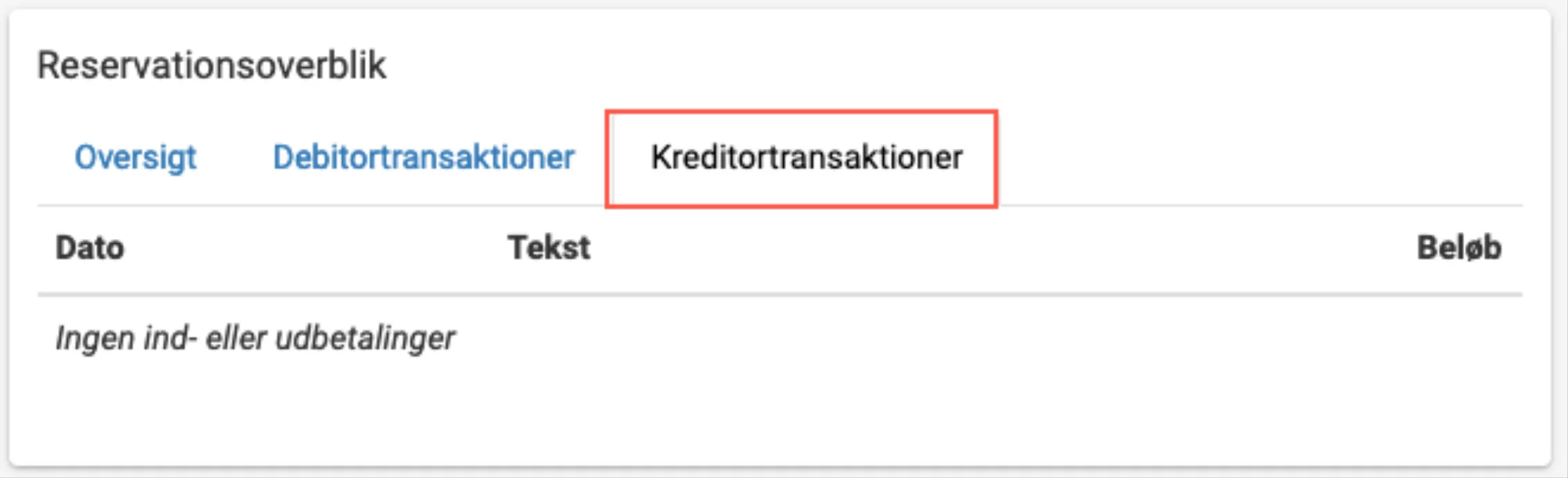 Kreditor transaktioner