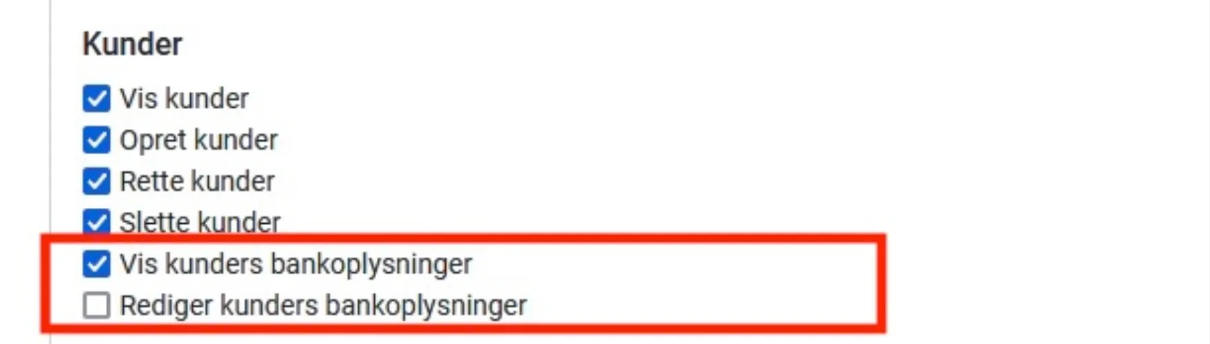 Redigere brugerrolle for kunder