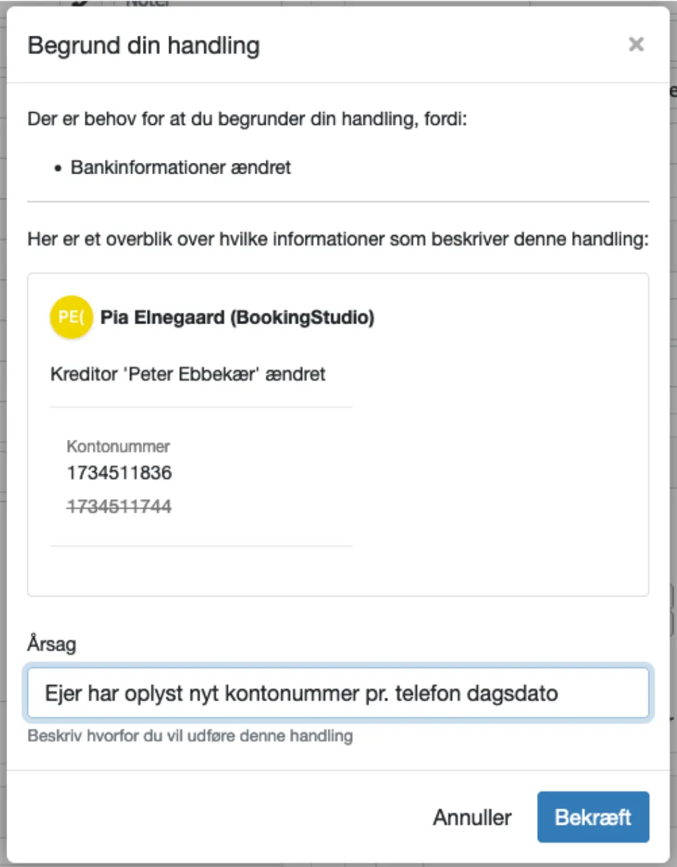 Gemme kreditors oplysninger