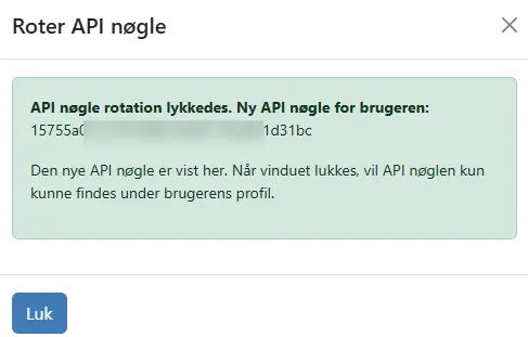 Ny API nøgle