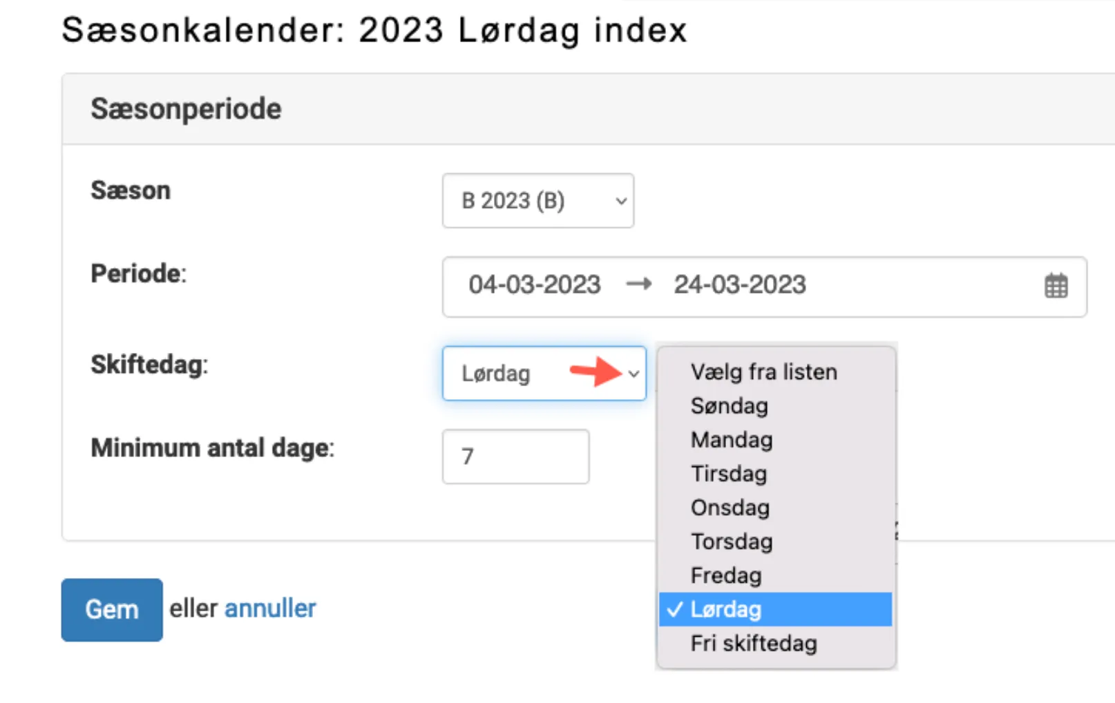 Vælg skiftedag