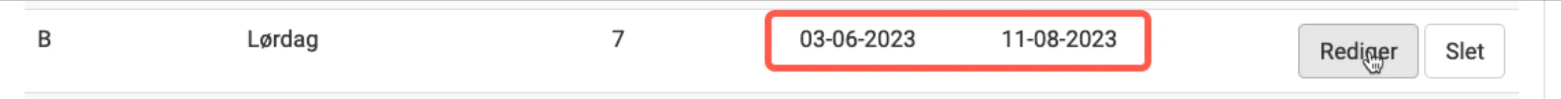 Find periode og rediger