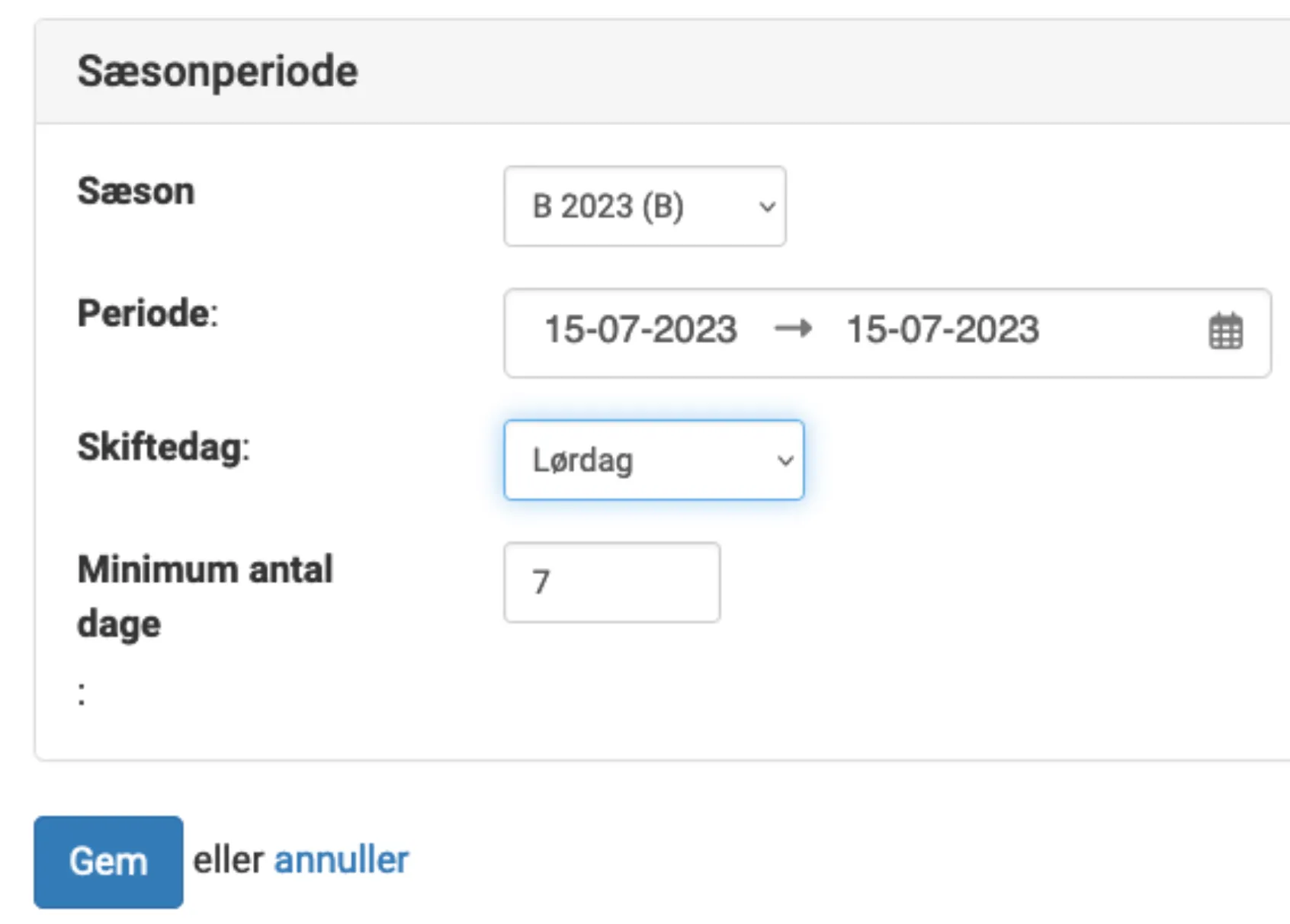 Lørdag som skiftedag